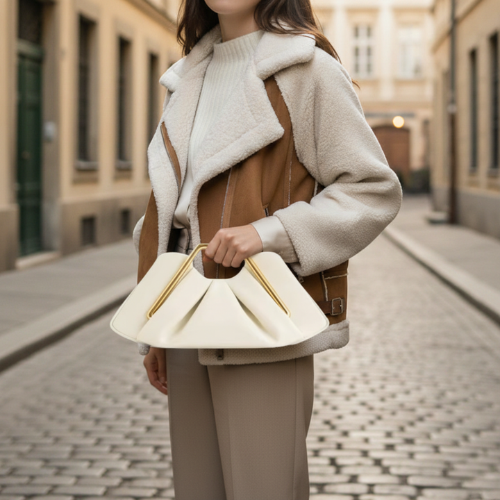 Borsa Donna con Manico Oro in Ecopelle