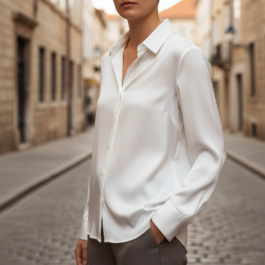 Donna Camicia Raso Lucido Bottoni