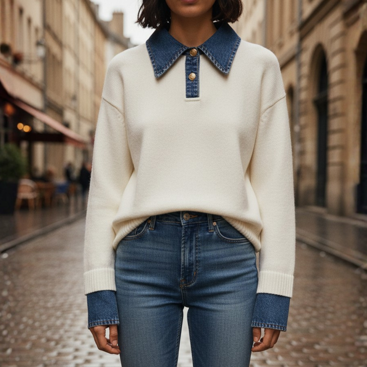 Maglione Donna in con Collo in Denim