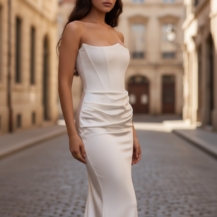 Abito Donna Senza Maniche Satinato Elegante