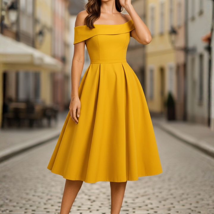 Abito Donna Senza Spalline con Gonna a Ruota