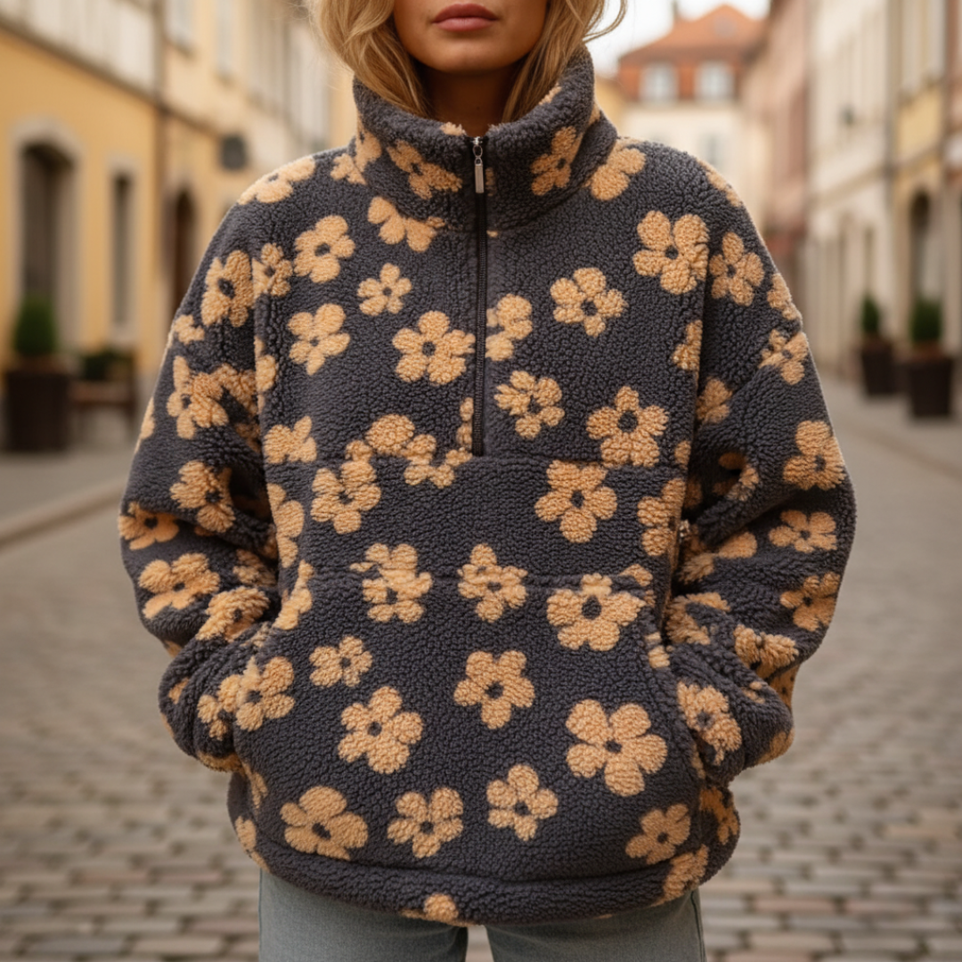 Damen Fleecejacke Fiore mit Reißverschluss und Stehkragen
