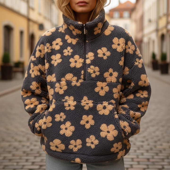 Damen Fleecejacke Fiore mit Reißverschluss und Stehkragen