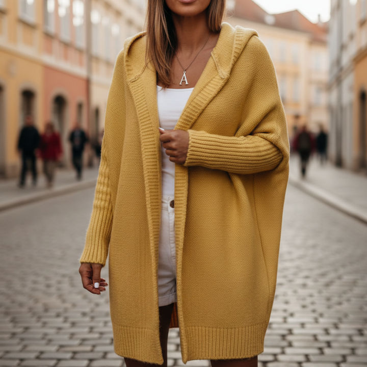Cardigan con cappuccio per donna