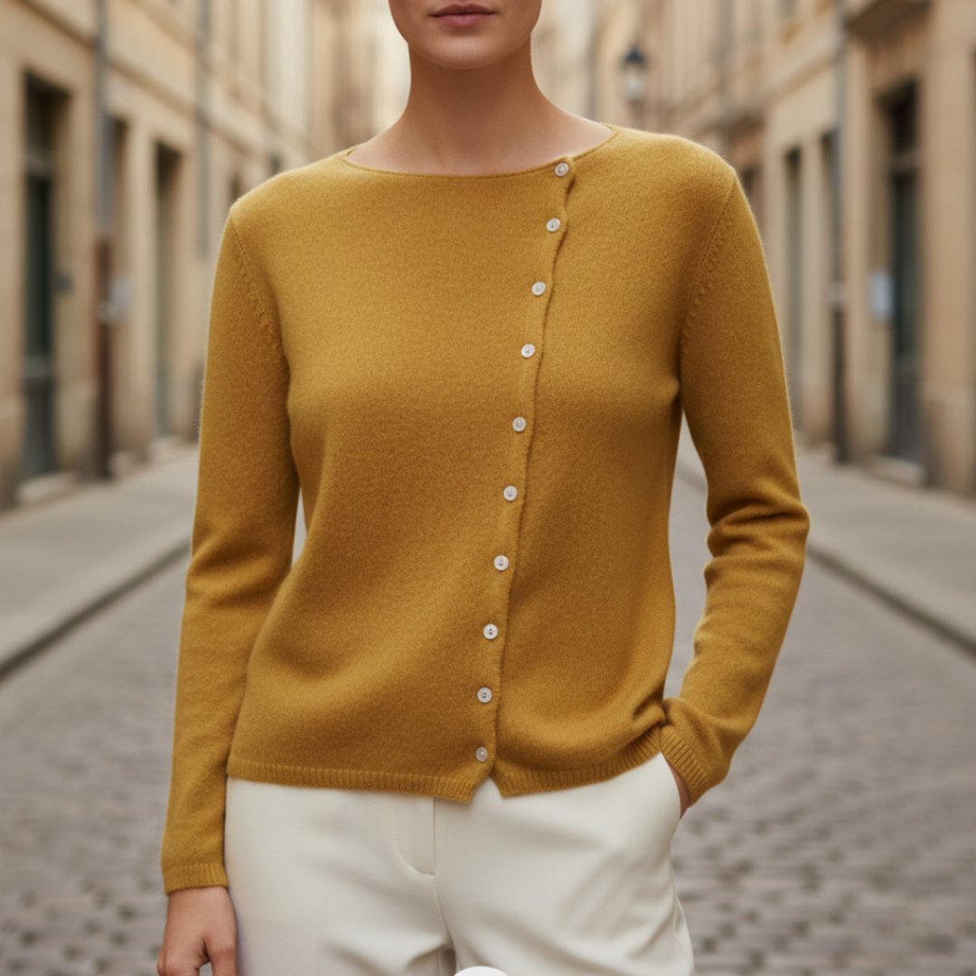 Maglione Donna Cashmere Collo Tondo Bottoni