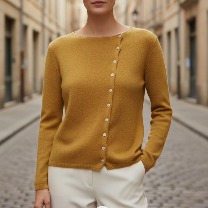 Maglione Donna Cashmere Collo Tondo Bottoni